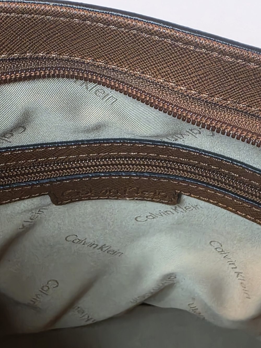 Calvin Klein Brown and Black Two-Tone Tote with Crossbody Strap - Picture 9 of 11